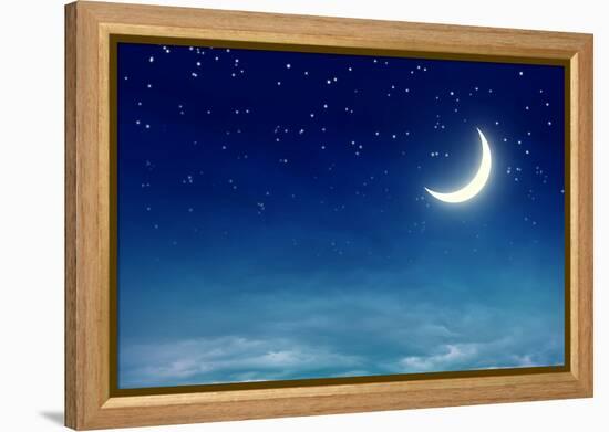 Nightly Sky with Moon and Stars-egal-Framed Premier Image Canvas