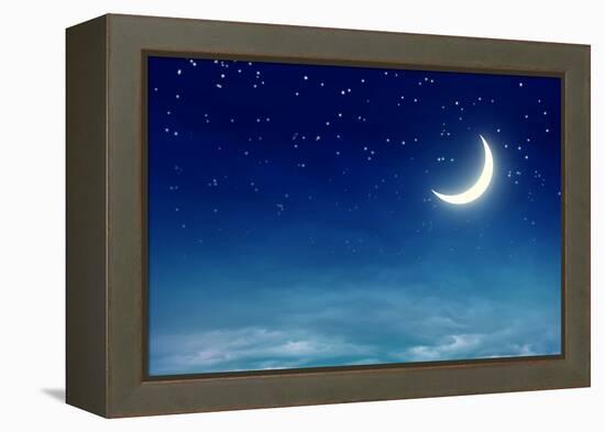 Nightly Sky with Moon and Stars-egal-Framed Premier Image Canvas