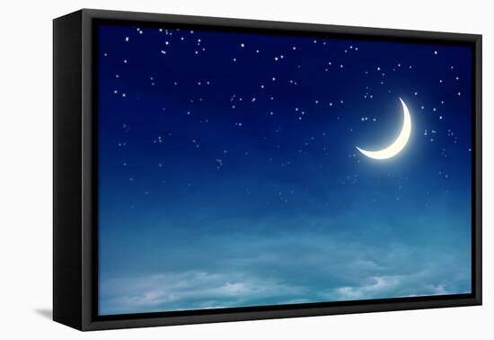 Nightly Sky with Moon and Stars-egal-Framed Premier Image Canvas