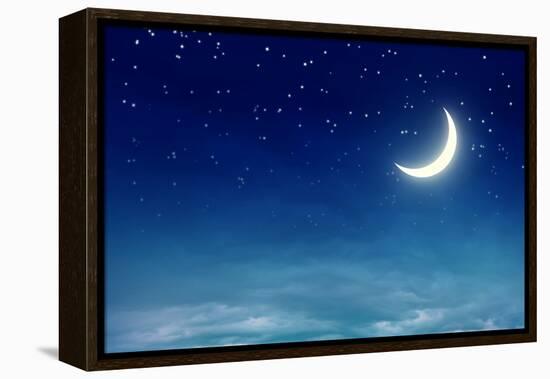 Nightly Sky with Moon and Stars-egal-Framed Premier Image Canvas