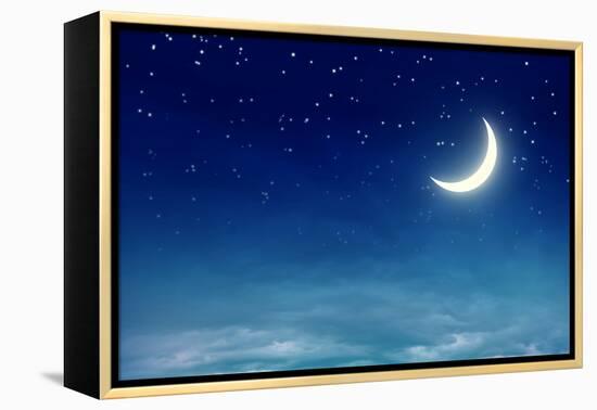 Nightly Sky with Moon and Stars-egal-Framed Premier Image Canvas