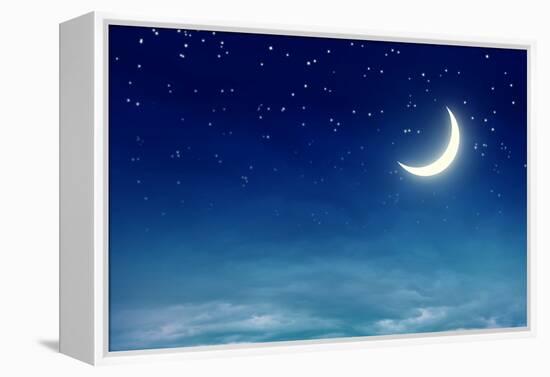 Nightly Sky with Moon and Stars-egal-Framed Premier Image Canvas