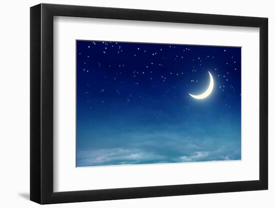 Nightly Sky with Moon and Stars-egal-Framed Photographic Print