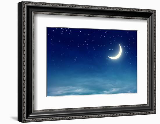 Nightly Sky with Moon and Stars-egal-Framed Photographic Print