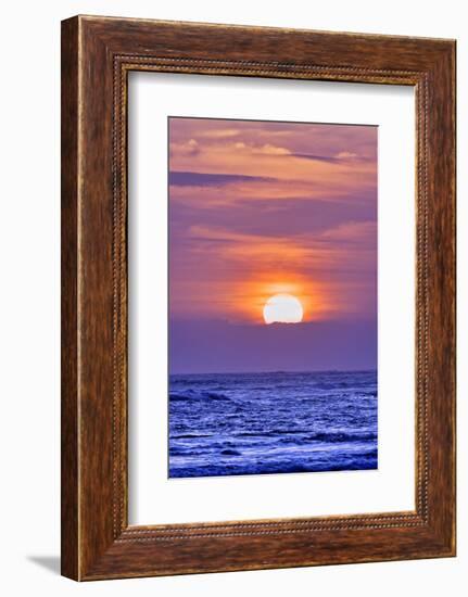 Nightly tourists gather to watch the sun setting over the Indian Ocean at Pererenan Beach, Bali.-Greg Johnston-Framed Photographic Print