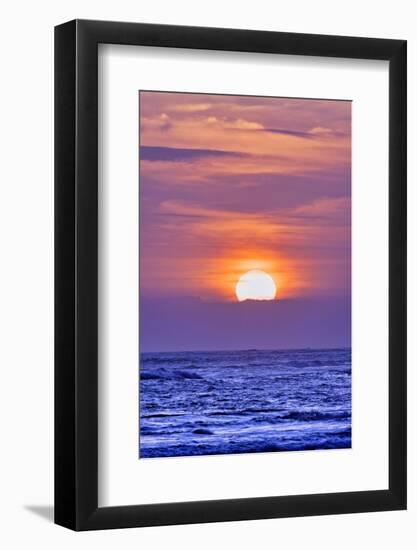 Nightly tourists gather to watch the sun setting over the Indian Ocean at Pererenan Beach, Bali.-Greg Johnston-Framed Photographic Print