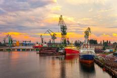 View of the Quay Shipyard of Gdansk, Poland.-Nightman1965-Framed Photographic Print