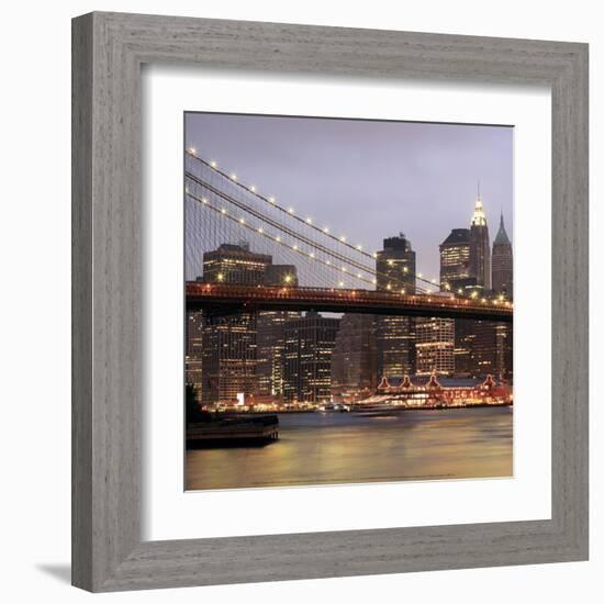 Nightmood of Downtown Manhattan-Torsten Hoffmann-Framed Art Print