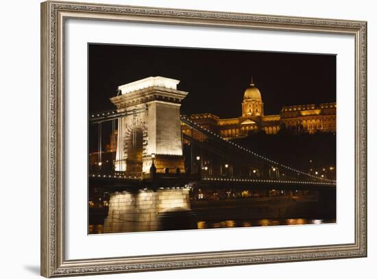 Nightscape. Danube River Surroundings. Budapest. Hungary-Tom Norring-Framed Photographic Print