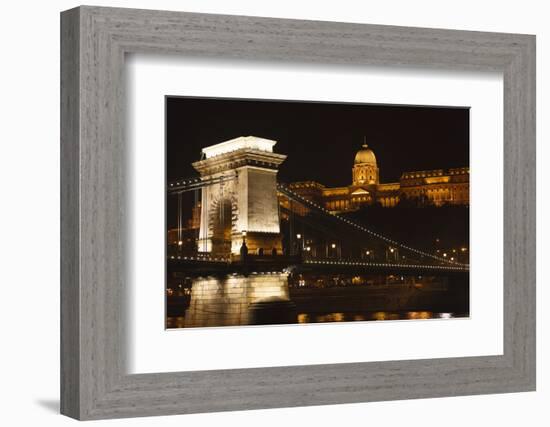 Nightscape. Danube River Surroundings. Budapest. Hungary-Tom Norring-Framed Photographic Print