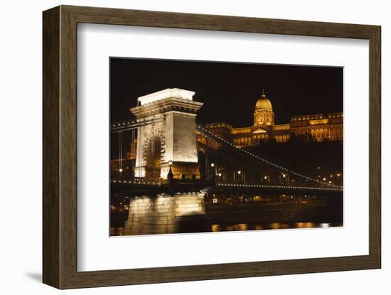 Nightscape. Danube River Surroundings. Budapest. Hungary-Tom Norring-Framed Photographic Print