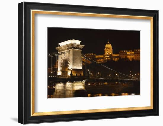 Nightscape. Danube River Surroundings. Budapest. Hungary-Tom Norring-Framed Photographic Print