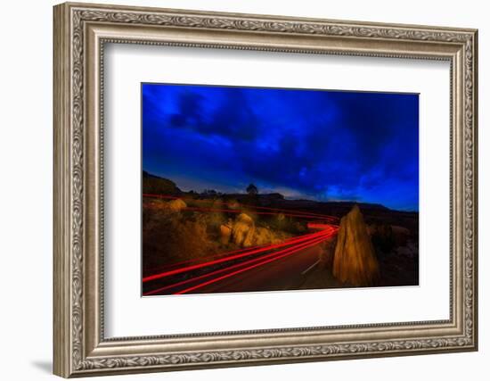 Nighttime Desert Road Trip-Steve Gadomski-Framed Photographic Print