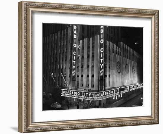 Nighttime Exterior of Radio City Music Hall-Bernard Hoffman-Framed Photographic Print
