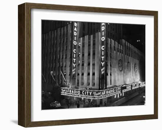 Nighttime Exterior of Radio City Music Hall-Bernard Hoffman-Framed Photographic Print