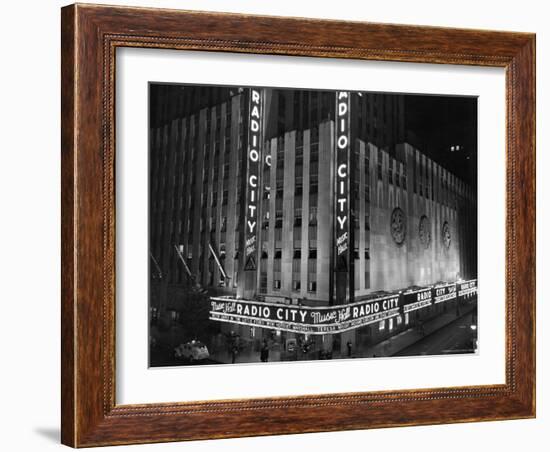 Nighttime Exterior of Radio City Music Hall-Bernard Hoffman-Framed Photographic Print