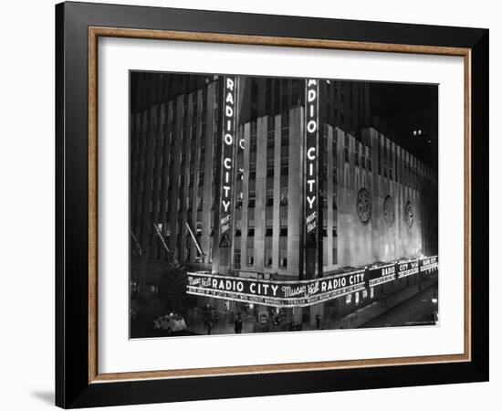 Nighttime Exterior of Radio City Music Hall-Bernard Hoffman-Framed Photographic Print