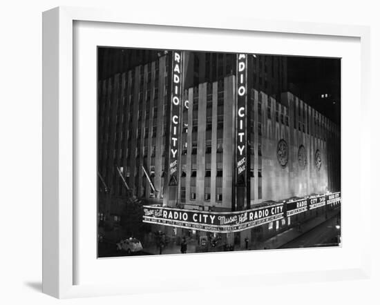 Nighttime Exterior of Radio City Music Hall-Bernard Hoffman-Framed Photographic Print