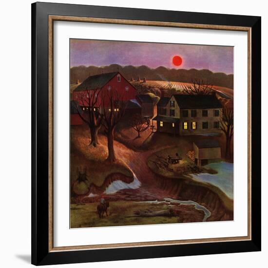 "Nighttime Farm Landscape," January 12, 1946-John Falter-Framed Giclee Print