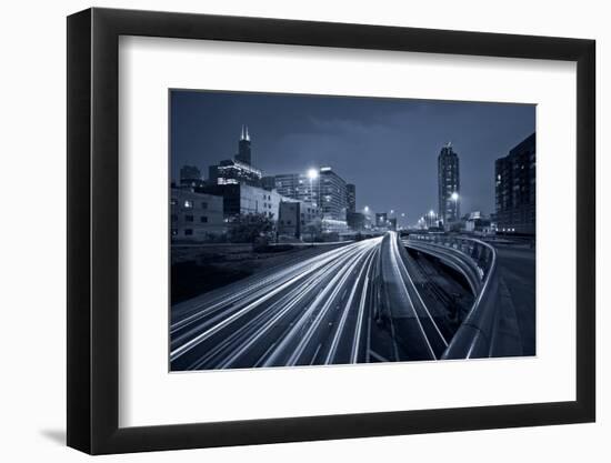 Nighttime Highway Traffic.-rudi1976-Framed Photographic Print