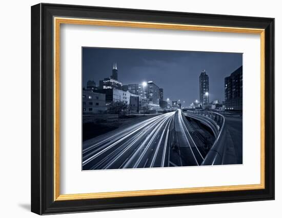 Nighttime Highway Traffic.-rudi1976-Framed Photographic Print