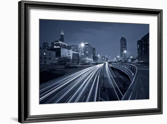 Nighttime Highway Traffic.-rudi1976-Framed Photographic Print