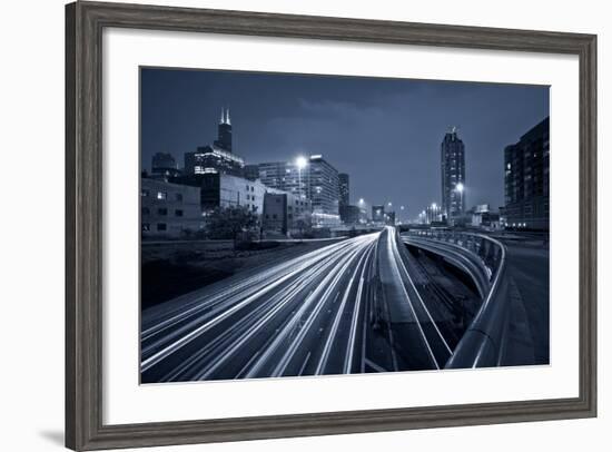 Nighttime Highway Traffic.-rudi1976-Framed Photographic Print