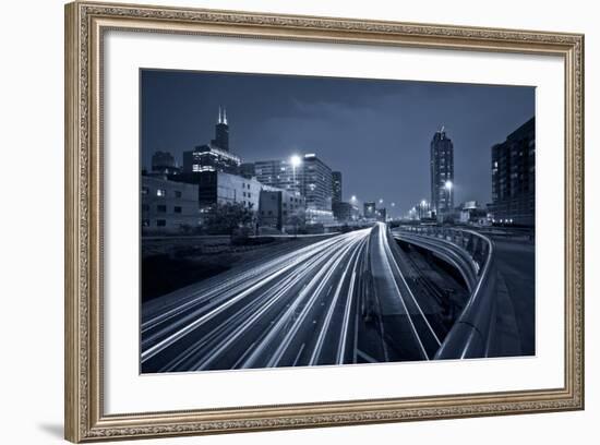 Nighttime Highway Traffic.-rudi1976-Framed Photographic Print