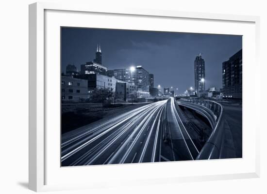 Nighttime Highway Traffic.-rudi1976-Framed Photographic Print