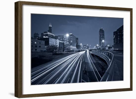 Nighttime Highway Traffic.-rudi1976-Framed Photographic Print