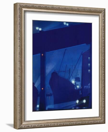 "Nighttime in Port," January 13, 1940-Ski Weld-Framed Giclee Print