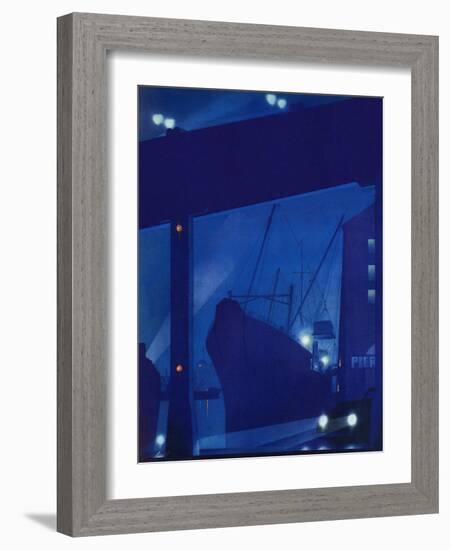 "Nighttime in Port," January 13, 1940-Ski Weld-Framed Giclee Print