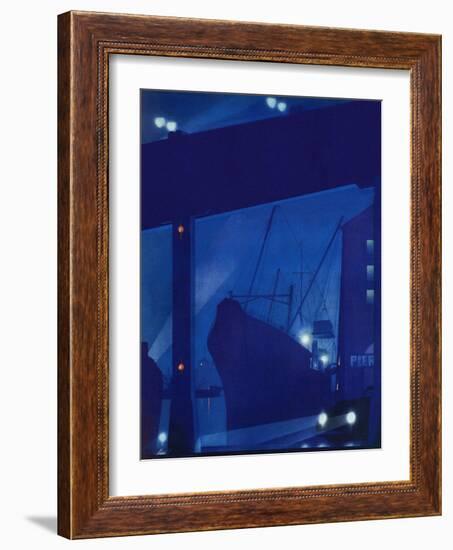 "Nighttime in Port," January 13, 1940-Ski Weld-Framed Giclee Print