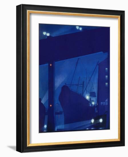 "Nighttime in Port," January 13, 1940-Ski Weld-Framed Giclee Print