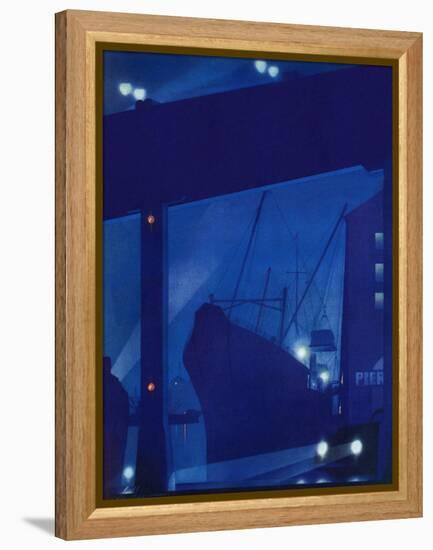 "Nighttime in Port," January 13, 1940-Ski Weld-Framed Premier Image Canvas