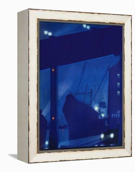 "Nighttime in Port," January 13, 1940-Ski Weld-Framed Premier Image Canvas