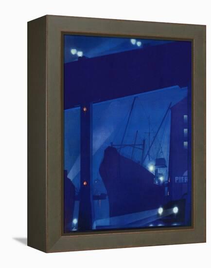 "Nighttime in Port," January 13, 1940-Ski Weld-Framed Premier Image Canvas