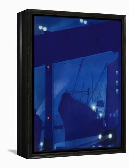 "Nighttime in Port," January 13, 1940-Ski Weld-Framed Premier Image Canvas