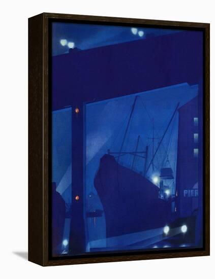 "Nighttime in Port," January 13, 1940-Ski Weld-Framed Premier Image Canvas