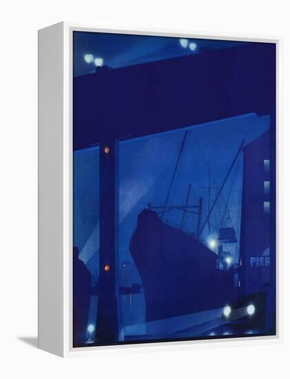 "Nighttime in Port," January 13, 1940-Ski Weld-Framed Premier Image Canvas