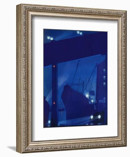 "Nighttime in Port," January 13, 1940-Ski Weld-Framed Giclee Print