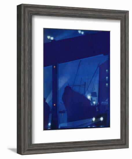 "Nighttime in Port," January 13, 1940-Ski Weld-Framed Giclee Print