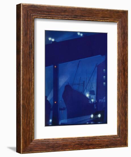 "Nighttime in Port," January 13, 1940-Ski Weld-Framed Giclee Print