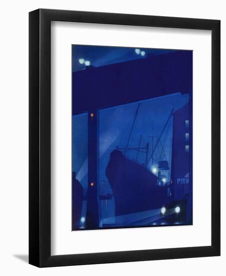 "Nighttime in Port," January 13, 1940-Ski Weld-Framed Giclee Print