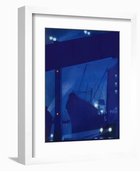 "Nighttime in Port," January 13, 1940-Ski Weld-Framed Giclee Print