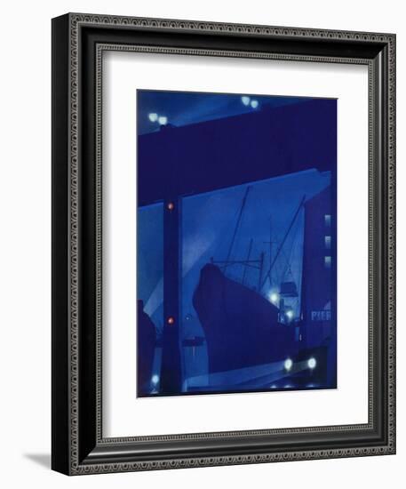 "Nighttime in Port," January 13, 1940-Ski Weld-Framed Giclee Print