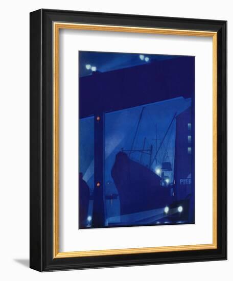 "Nighttime in Port," January 13, 1940-Ski Weld-Framed Giclee Print