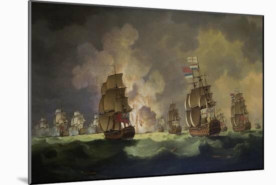 Nighttime Naval Battle Near St. Vincent (On January 16Th, 1780)-Thomas Luny-Mounted Giclee Print