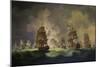 Nighttime Naval Battle Near St. Vincent (On January 16Th, 1780)-Thomas Luny-Mounted Giclee Print