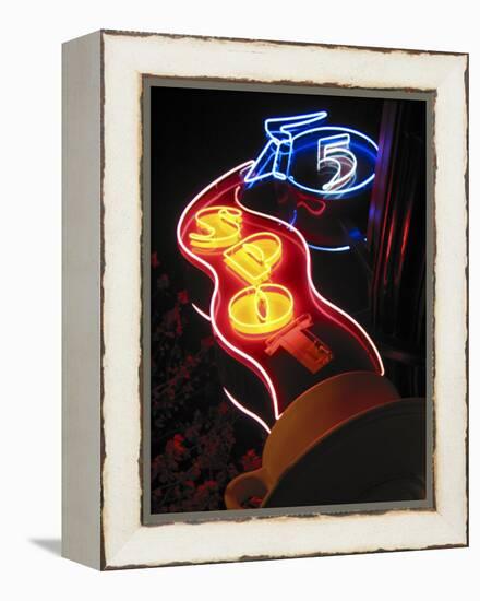 Nighttime Sign for 5 Spot Diner, Seattle, Washington, USA-Nancy & Steve Ross-Framed Premier Image Canvas